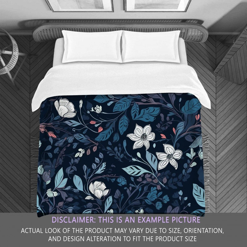 Machine Printed Comforter, Twin Comforter, Navy/Silver