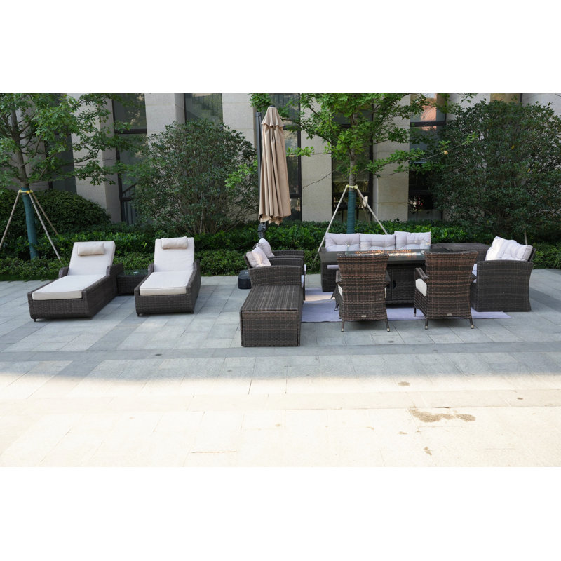 11 - Person Patio Conversation Set with Cushions