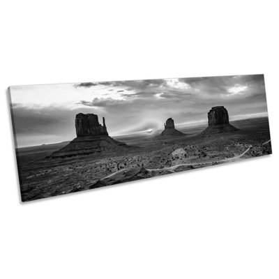 Monument Valley Sunset B&W - Wrapped Canvas Panoramic Art Prints