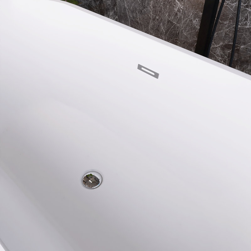 67" Freestanding Soaking Acrylic Bathtub In Gloss White