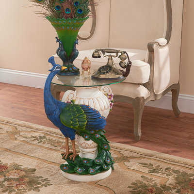 Table de bout Staverden Castle Peacock Figurine