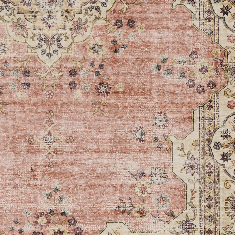Tapis rose et ivoire Delacroy, Rectangulaire 3 pi x 5 pi