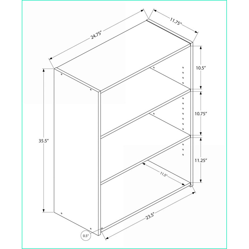 Bibliothèque à 4 niveaux H 36 po transitionnel | Stratifié gris ardoise | Panneau de particules