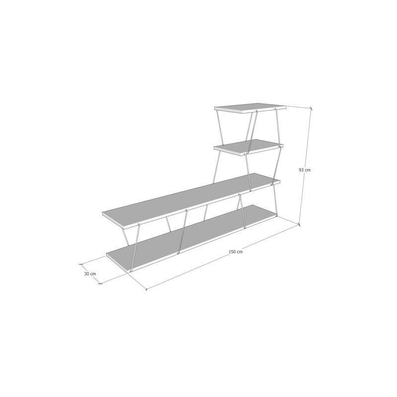 Meuble télé 59,1 po x 36,6 po x 11,8 po Modern Anthracite | 100% panneau de particules enduit de mélamine, épaisseur: 0,7 pouce | Conception murale, plusieurs tablettes de rangement | Style industriel élégant pour le salon et les espaces de divertissement