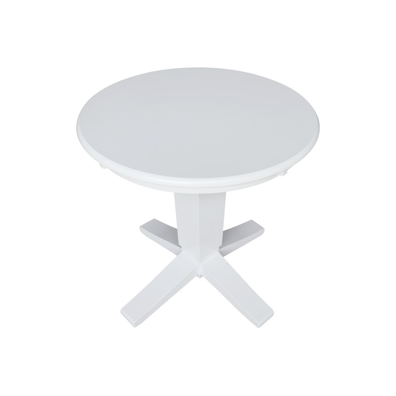 Grachan Round Top Solid Wood Dining Table, White, 29.9"H x 30"L x 30"W
