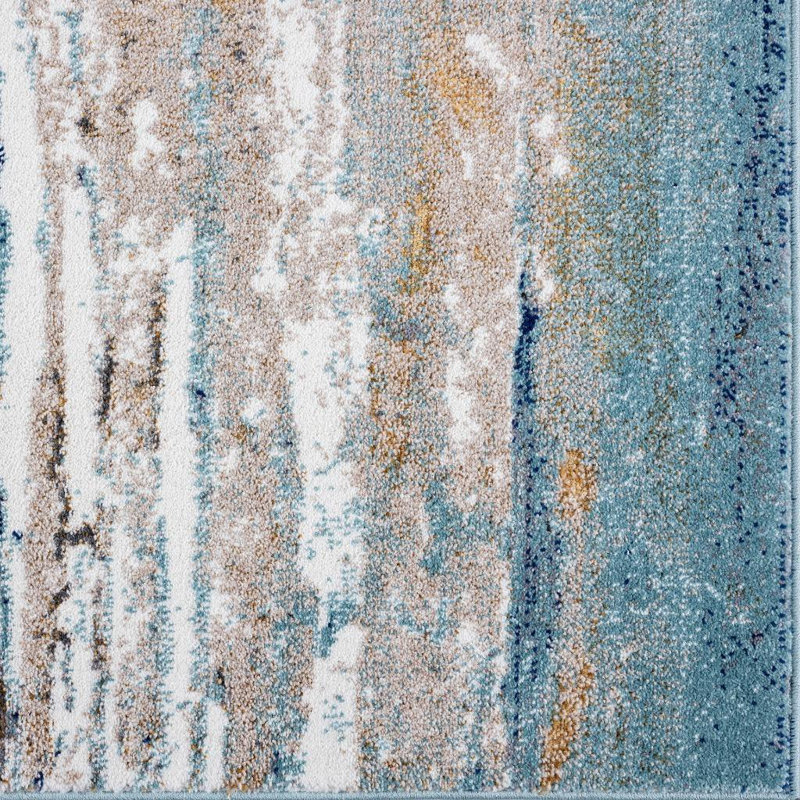 Coastal Modern Abstract Area Rug, Rectangle 7'8" x 10'6"