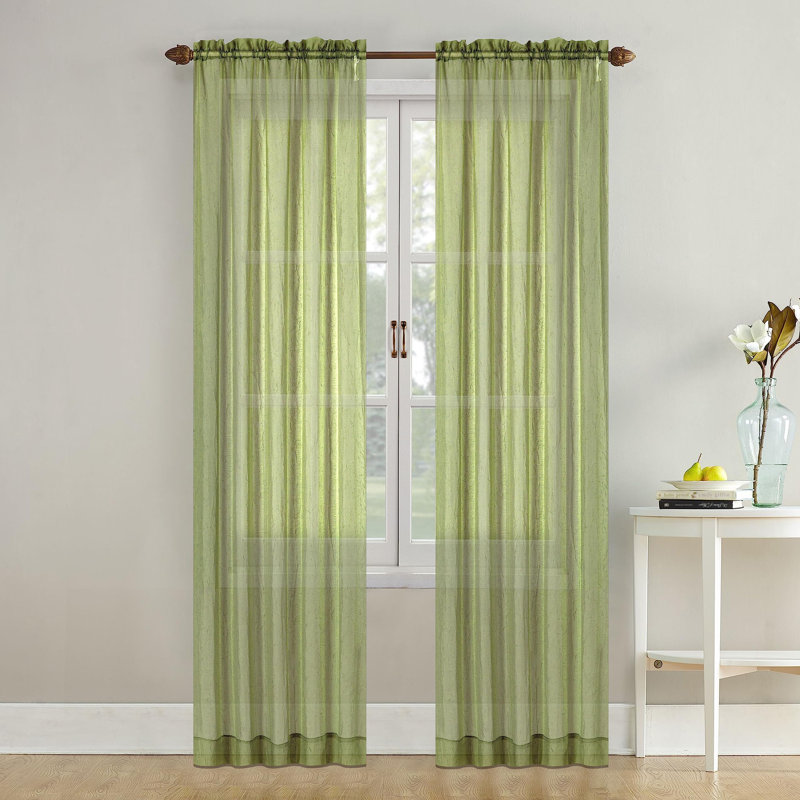 Panneau de rideau diaphane avec passe-tringle Maxon, Olive, 52" W x 72" L