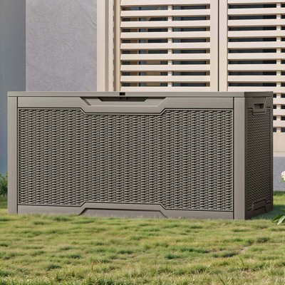 Quartey 100 Gallons Water Resistant Resin Lockable Deck Box
