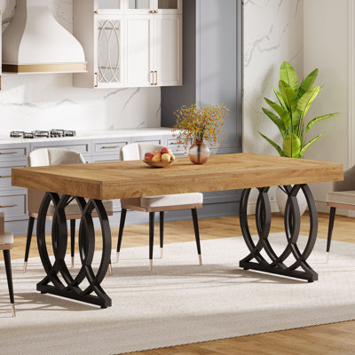 63-inch Rectangle Dining Table With Metal Base