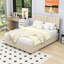 Grand lit plateforme tapissier 2 tiroirs avec lit gigogne simple TG et tête de lit-1249048927