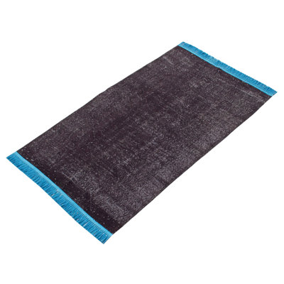 Tapis noir en laine noué à la main de conception unique 2000 pi 3 pi 11 po x 6 pi 8 po Olegas
