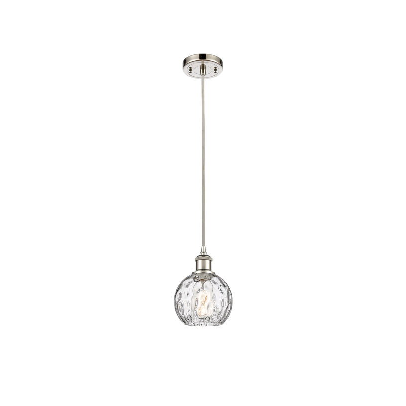 Luminaire suspendu sphère 1 lumière Roxane, DEL, H 8 po x l 6 po x P 6 po, Nickel poli