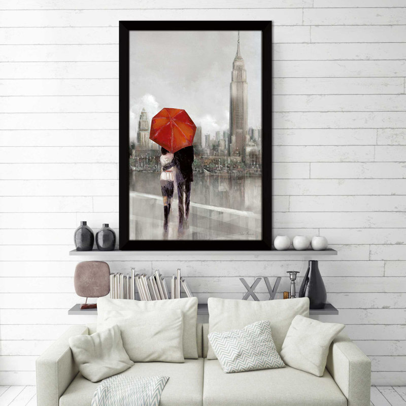 «Modern Couple in NY», reproduction de peinture à l'huile encadrée, H 27,5 po x l 21,5 po x P 0,75 po
