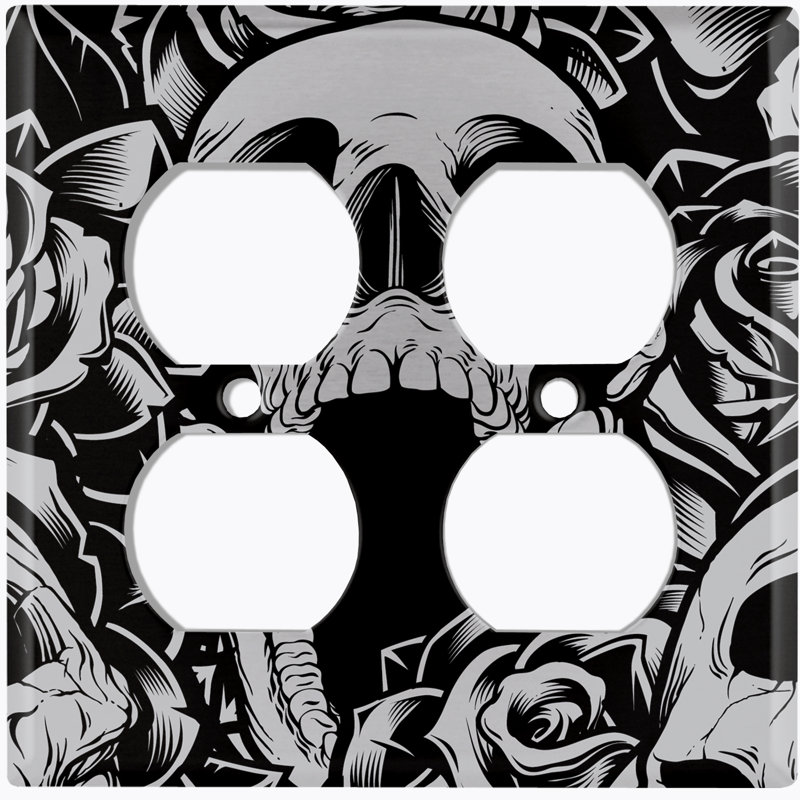 Plaque murale murale Skull Rose Mouth Roses