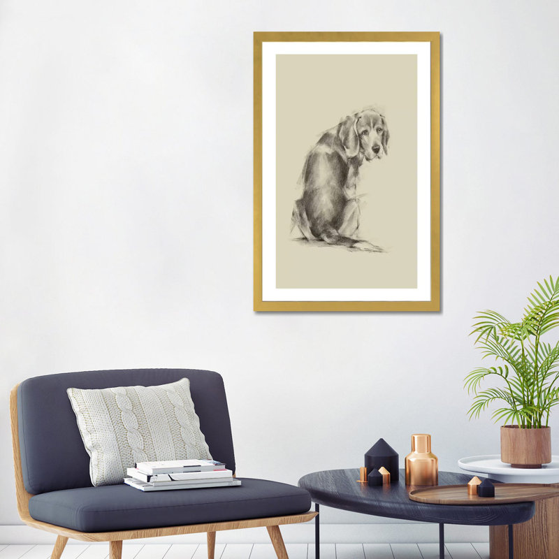 "Puppy Dog Eyes I" par Ethan Harper, reproduction d’art, H 32 po x l 24 po x P 1 po, Blanc, Papier encadré doré