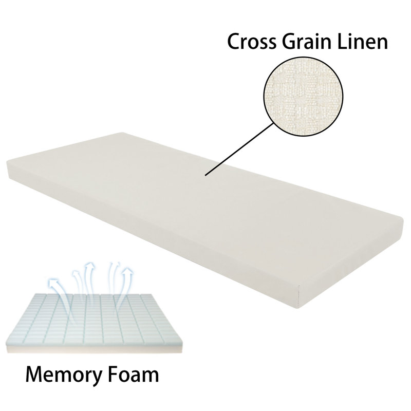 Thickness 3" Memory Foam Bench Cushion Pads, 42" W x 18" D, Cream