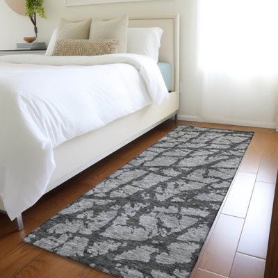 Tapis gris Prisco lavable à la machine de qualité supérieure
