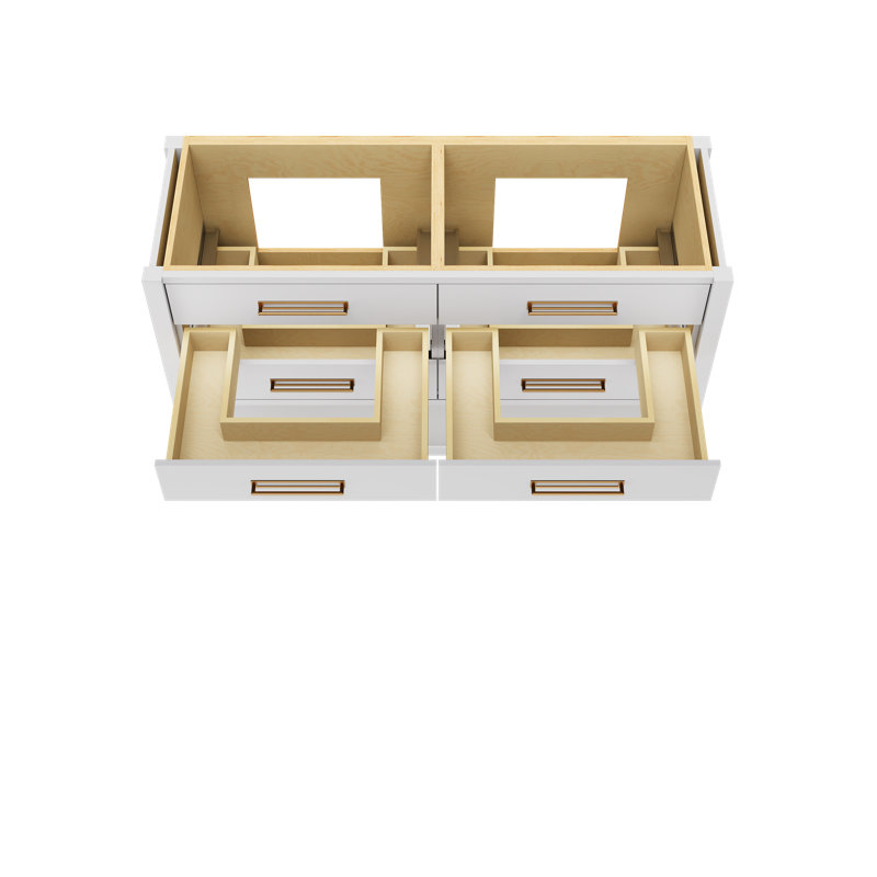 Meuble-lavabo double tiroir Kiawah, Blanc résistant, Or satiné, 60"