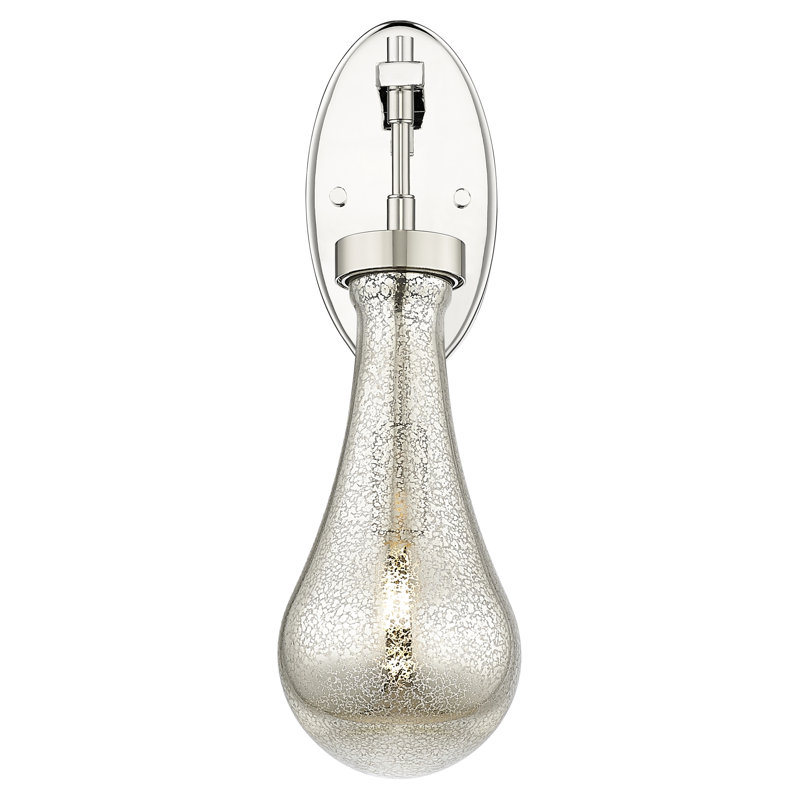 Downtown Urban - Edwa - Applique murale 1 lumière - Abat-jour en verre, Nickel poli, H 16,5 po x l 5 po x P 7,38 po, Mercure
