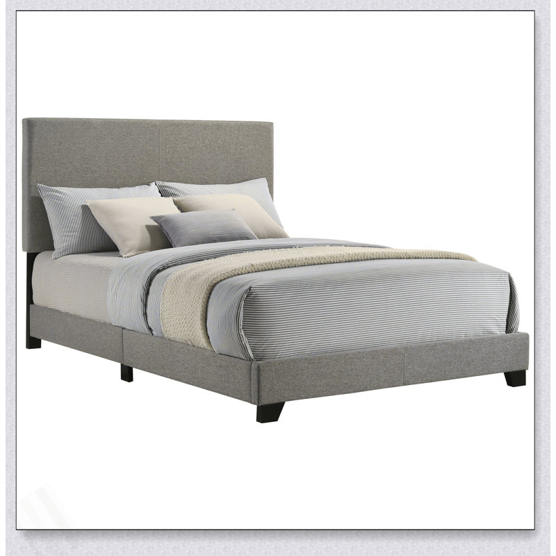 Grand lit tapissier Efram, Taupe, Lit double