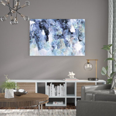 "Marine sapphire", coups de pinceau mélangés - peinture sur toile tendue