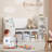 Kids Bookshelf with Reading Nook, Toddler Bookcase Bench with Seat Cushion and 7 Storage Cubbies