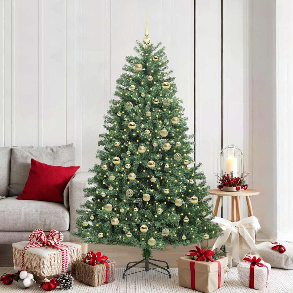 Artificial Hinged Christmas Tree Green PVC and Metal