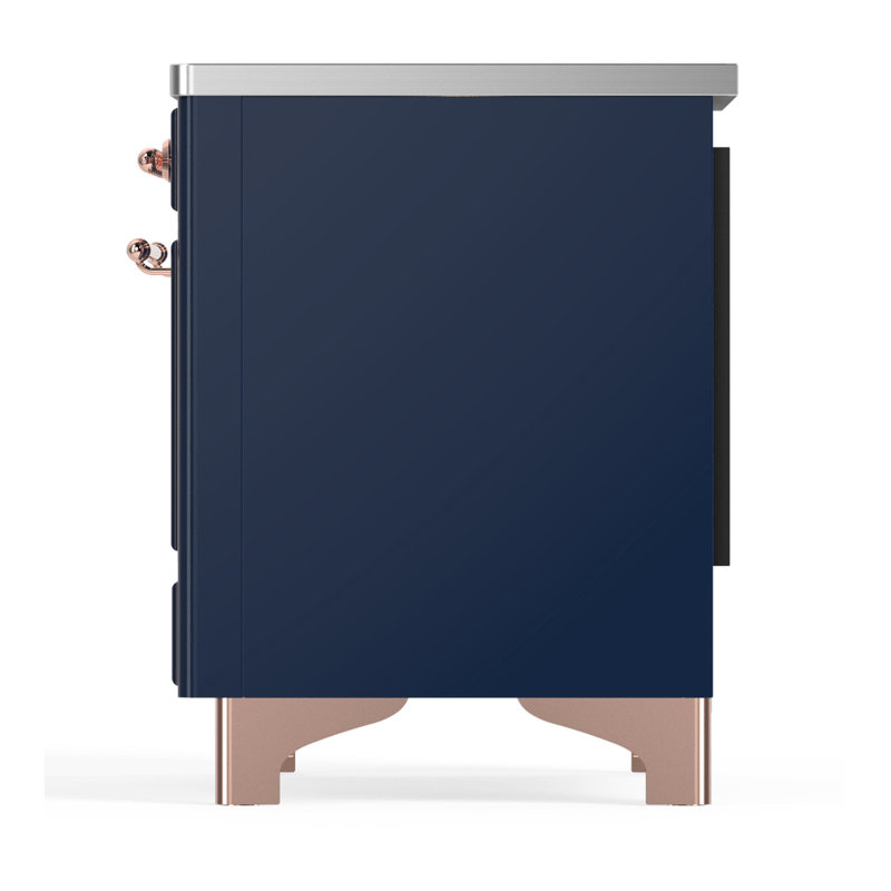 Majestic III Series 36 Inch Induction Range with 6 Induction Elements in Matte Graphite (Chrome Trim), Mightnight Blue