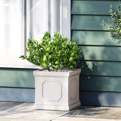 Pot à fleurs extérieur en oxyde de magnésium blanc antique - 10,48 po Profond, large, 11,07 po de hauteur, 10,95 lb pour les pots de plantes - profondeur, largeur, hauteur,