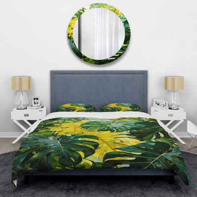 Ensemble de housse de couette jaune et vert Jungle Plants Wilderness Echo - Jungle