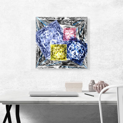 " White Gray Purple Yellow Princess Cut Diamond Jewel "