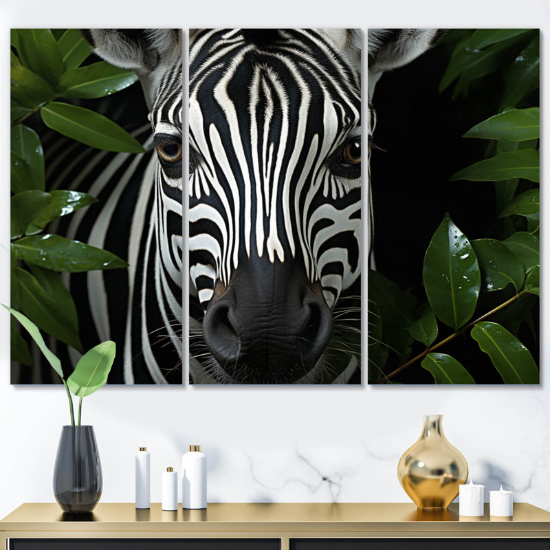 «Striking Zebra Patterns III», reproduction sur toile 3 pièces, H 40 po x l 60 po x P 1 po