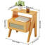 Table d'appoint moderne en bois massif avec tiroir en rotin - Table de chevet à 2 niveaux avec tablette de rangement ouverte-108743982