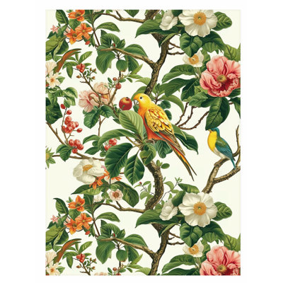 Animaux, plantes, fleurs, oiseaux et motif V, impression d'art sans cadre