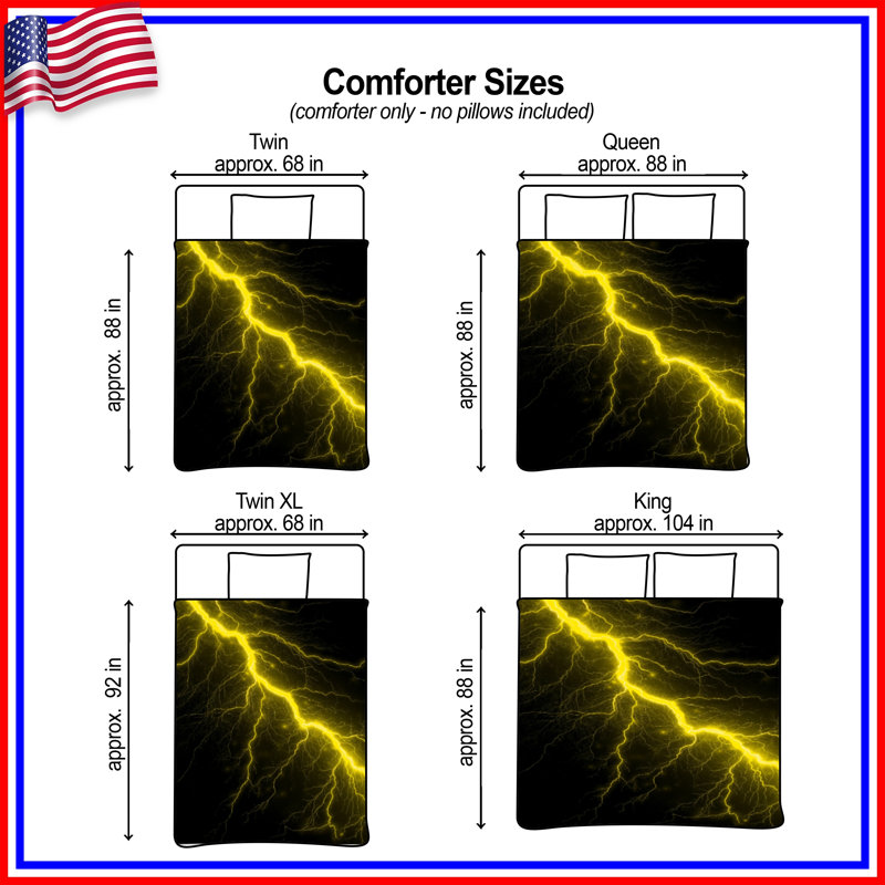 Yellow Lightning Bolt Comforter, Queen