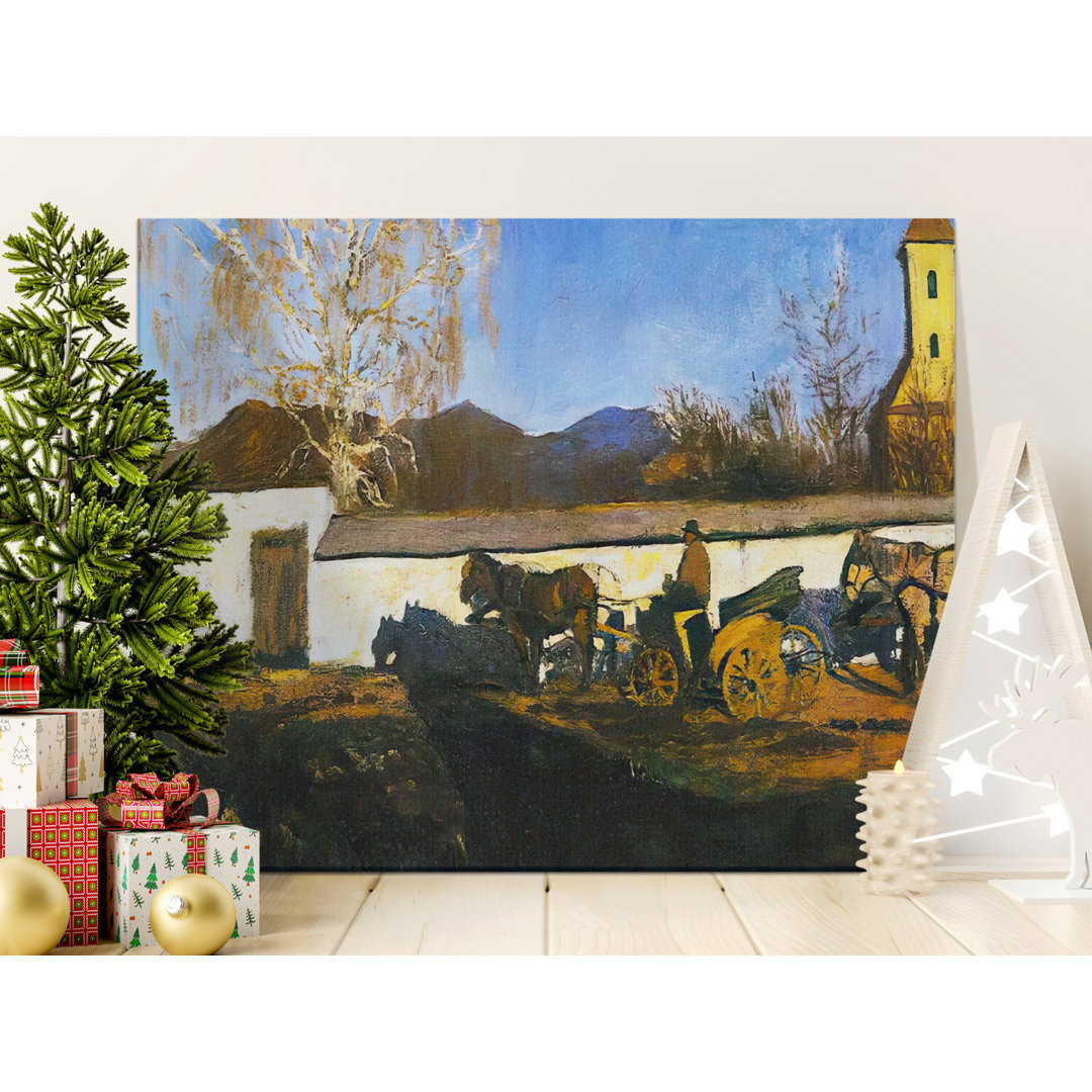 Vintage European Village Landscape Canvas