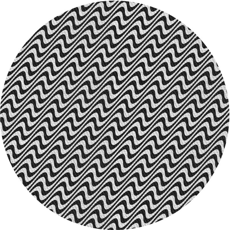Tapis de zone noire à motifs, Rond 5 pi