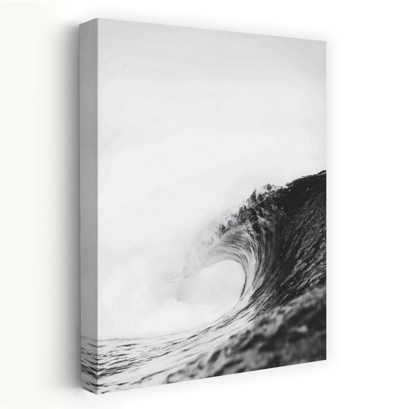Vague BW, art mural abstrait contemporain, H 60 po x l 40 po