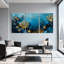 Ensemble de 3 impressions sur toile, récif corallien avec étoile de mer dorée-87313379