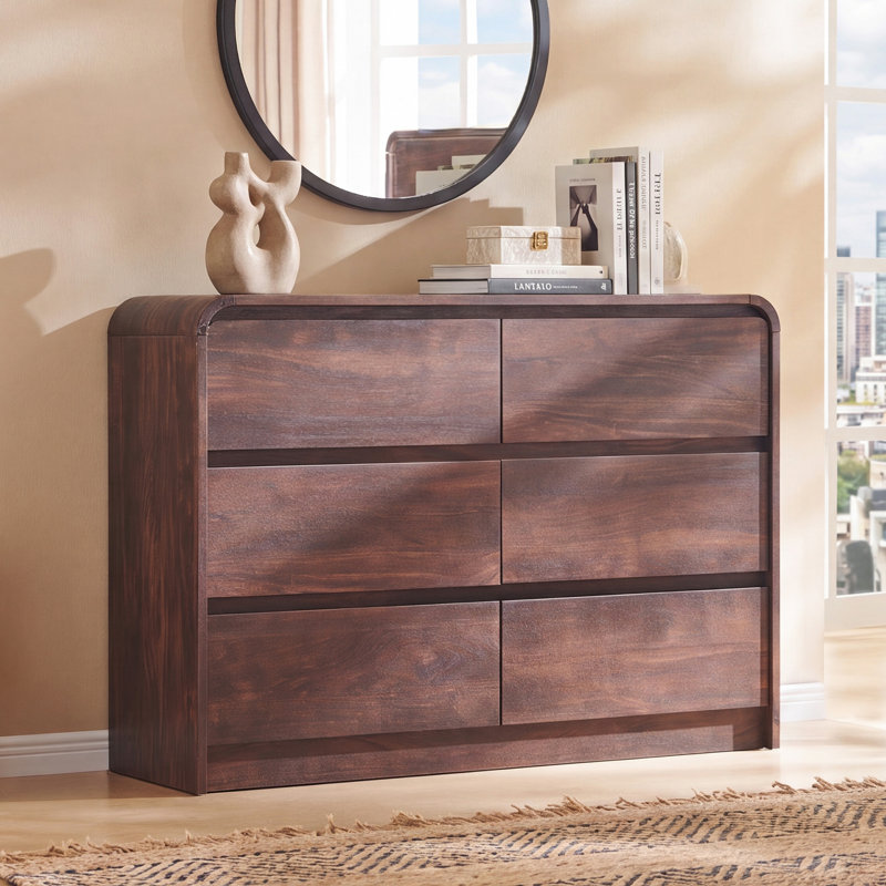 Commode 6 tiroirs pour chambre Maud, Brun, 34" H x 47" W x 16" D