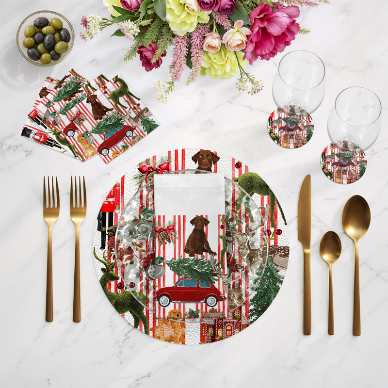 Ultimate Christmas Cotton Sateen Cocktail Napkins, 	Stripe