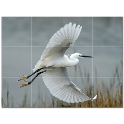 Bird Photo 4.25'' x 4.25'' Satin Ceramic Decorative Mural
