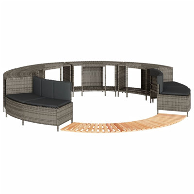 Contour de spa vidaXL en poly rotin noir et bois d'acacia massif