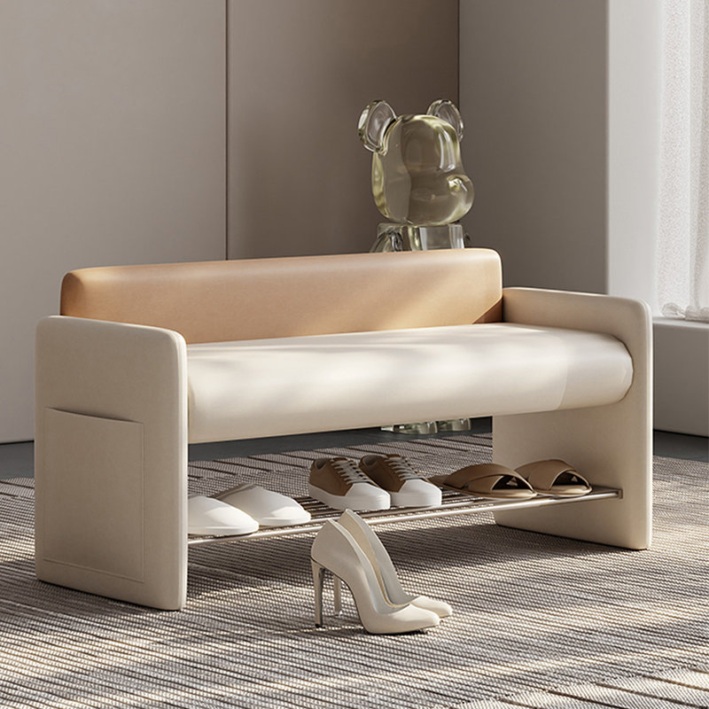 5 Pair Shoe Storage Bench, Yellow/Cream