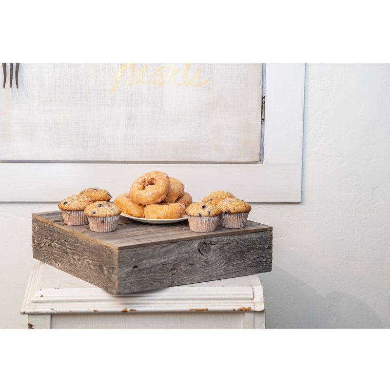 Présentoir à gâteaux naturel gris vieilli