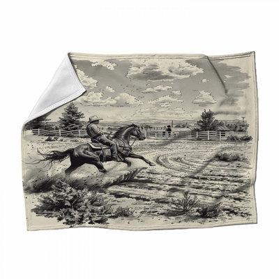 Jeté en polaire Cowboy - Jetés de style occidental pour canapés ou lits