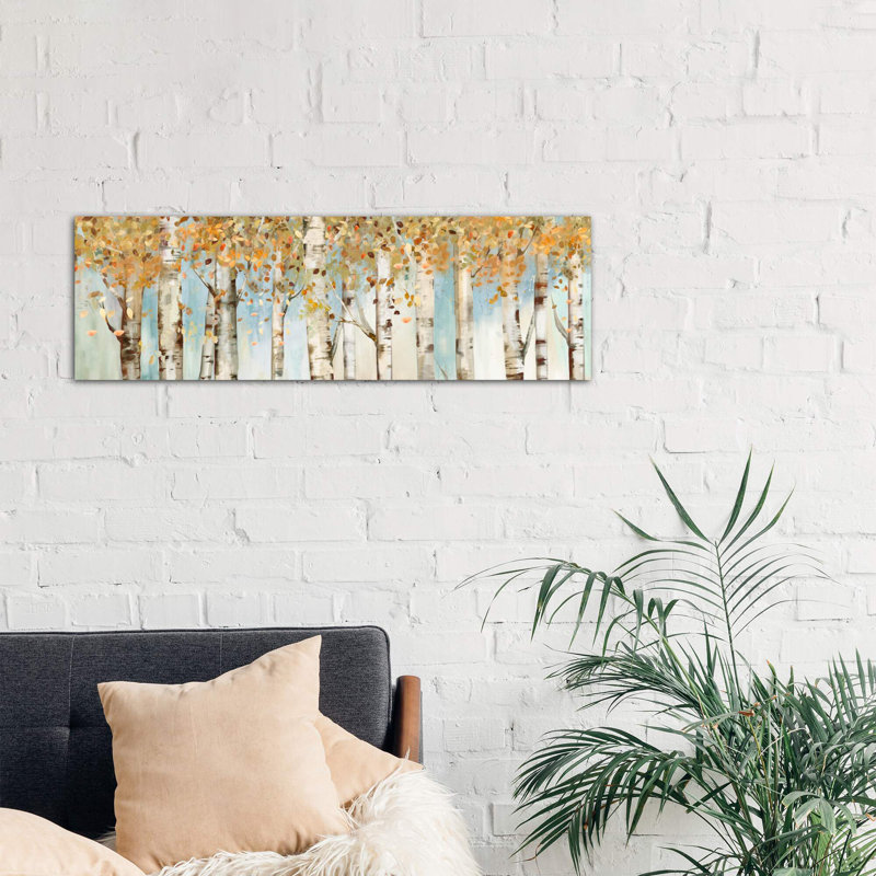 Birch Country by Allison Pearce - Panoramic Painting on Canvas, 30.48 cm H x 91.44 cm W x 1.91 cm D, No Frame