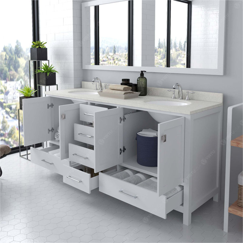 Ensemble de meuble-lavabo double 71 po Zaair, Blanc