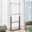 Cintre en acier inoxydable, portemanteau en bois massif de couleur noyer double, conception de 68,9 po de hauteur avec cloison en bois massif (une armoire pour plusieurs utilisations)