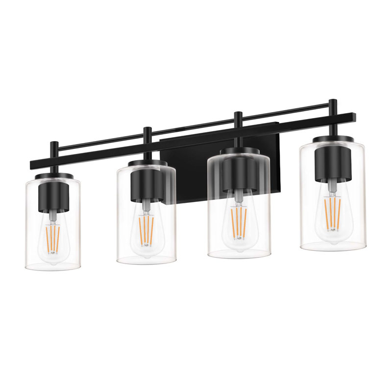 Luminaire de meuble-lavabo moderne avec applique murale élégante pour salle de bain (ampoules non incluses), Noir mat / Or, 4